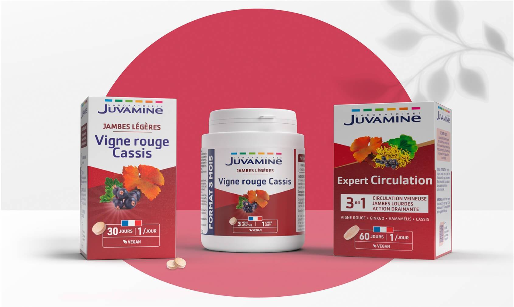 Des actifs comme la vigne rouge ou le cassis pour des jambes légères avec Juvamine