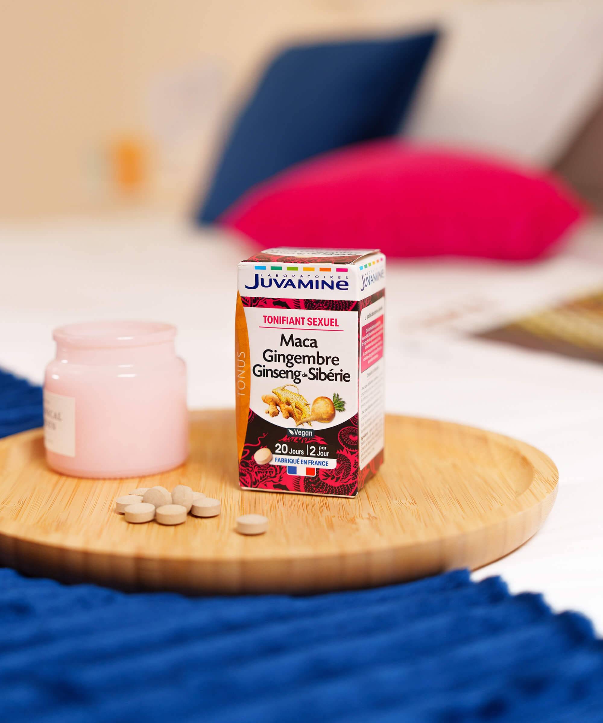 Maca Gingembre Ginseng de Sibérie - Tonus et libido - 40 comprimés | Juvamine
