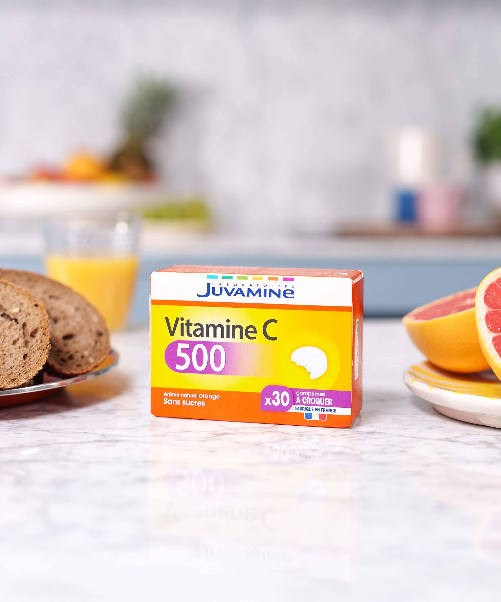 Vitamine C 500 - Réduit la fatigue et soutient l'immunité, 30 comprimés | Juvamine