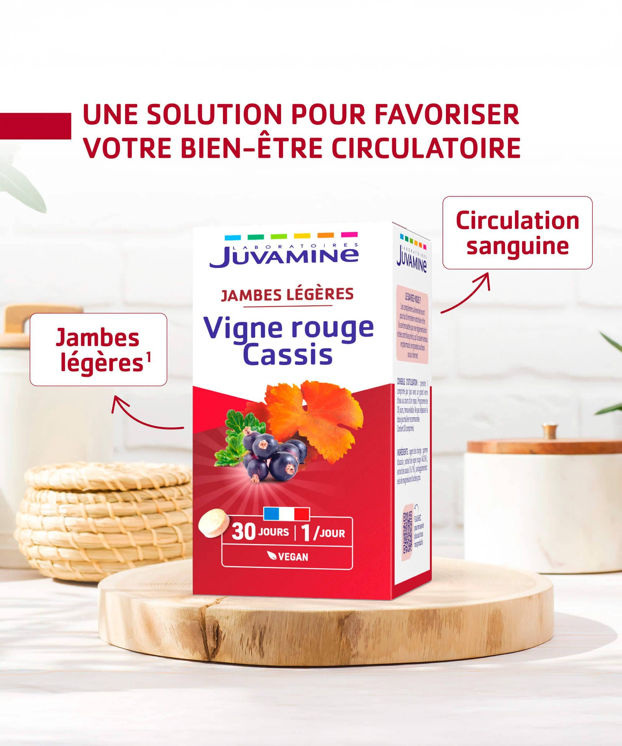 Vigne Rouge Cassis - Jambes Légères - comprimés | Juvamine