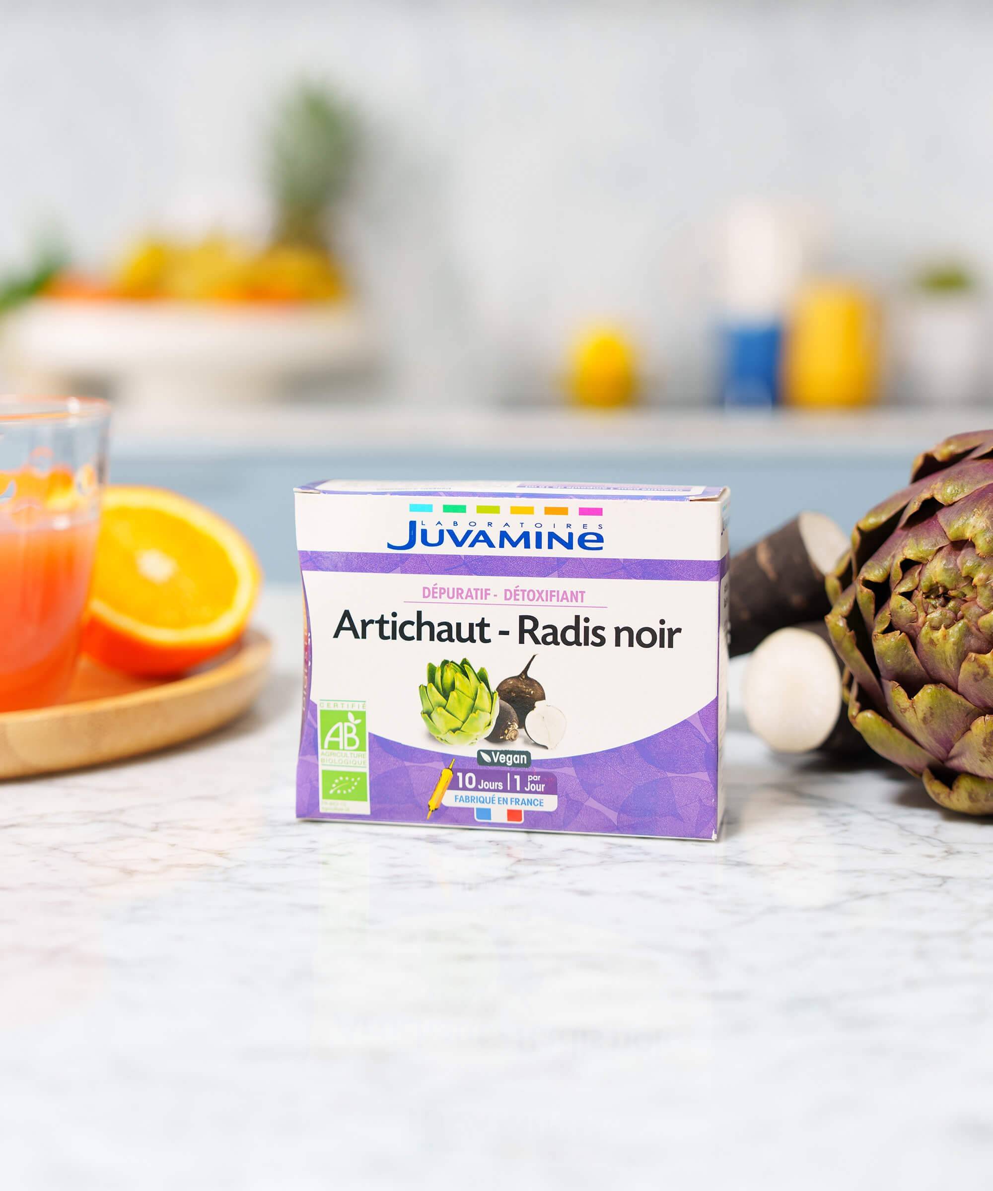 Artichaut Radis Noir - Détox du Foie 10 ampoules x 10 ml | Juvamine