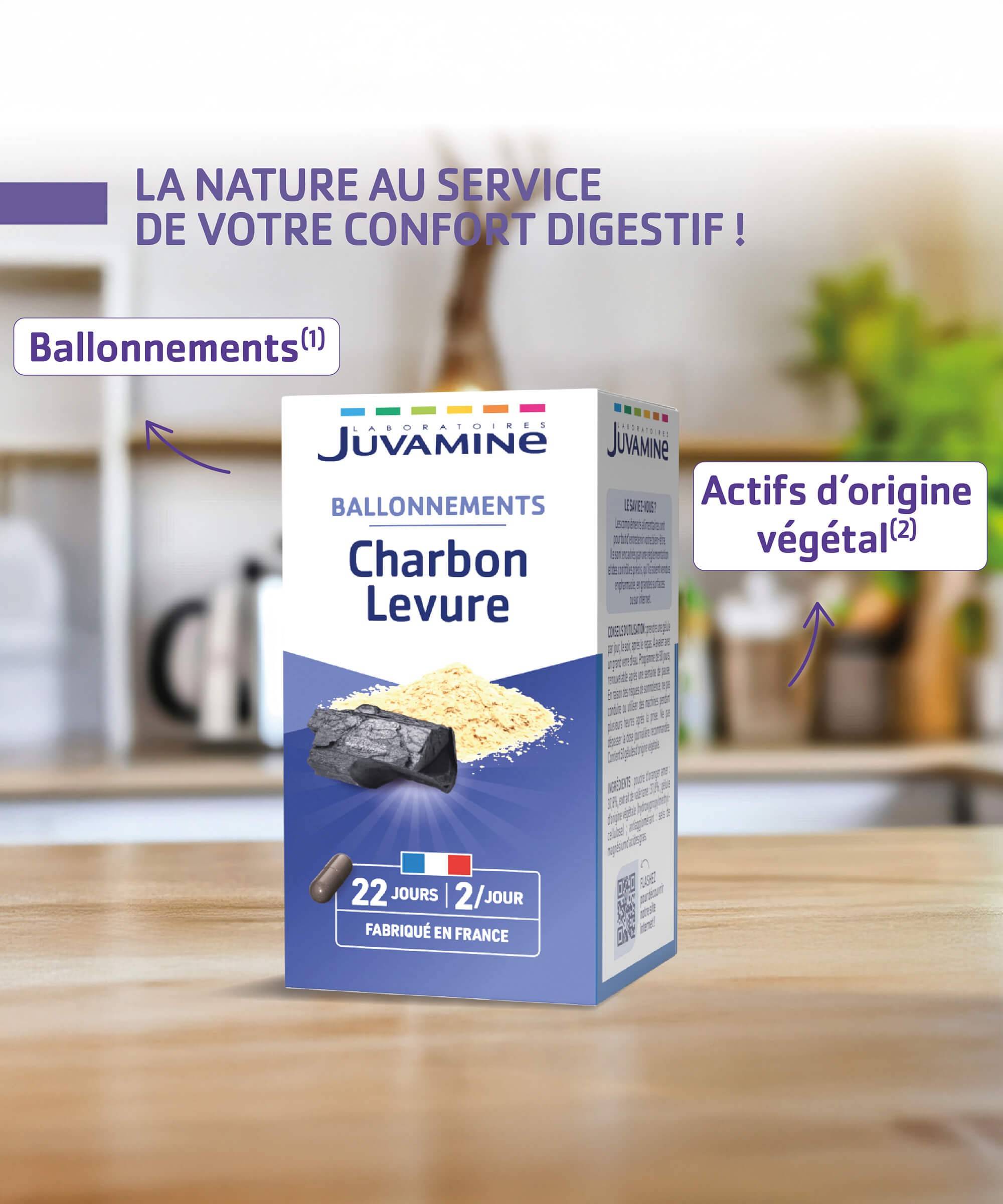 Charbon Levure - Ballonnements - Gélules | Juvamine
