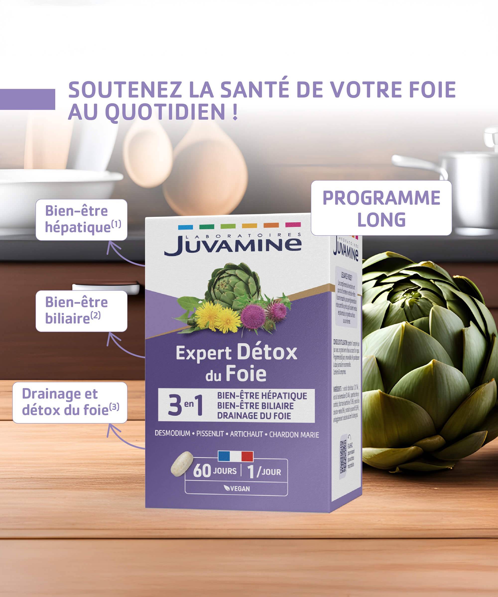 Expert Détox du Foie 3-en-1 - Bien-être Hépatique et Biliaire 60 comprimés | Juvamine