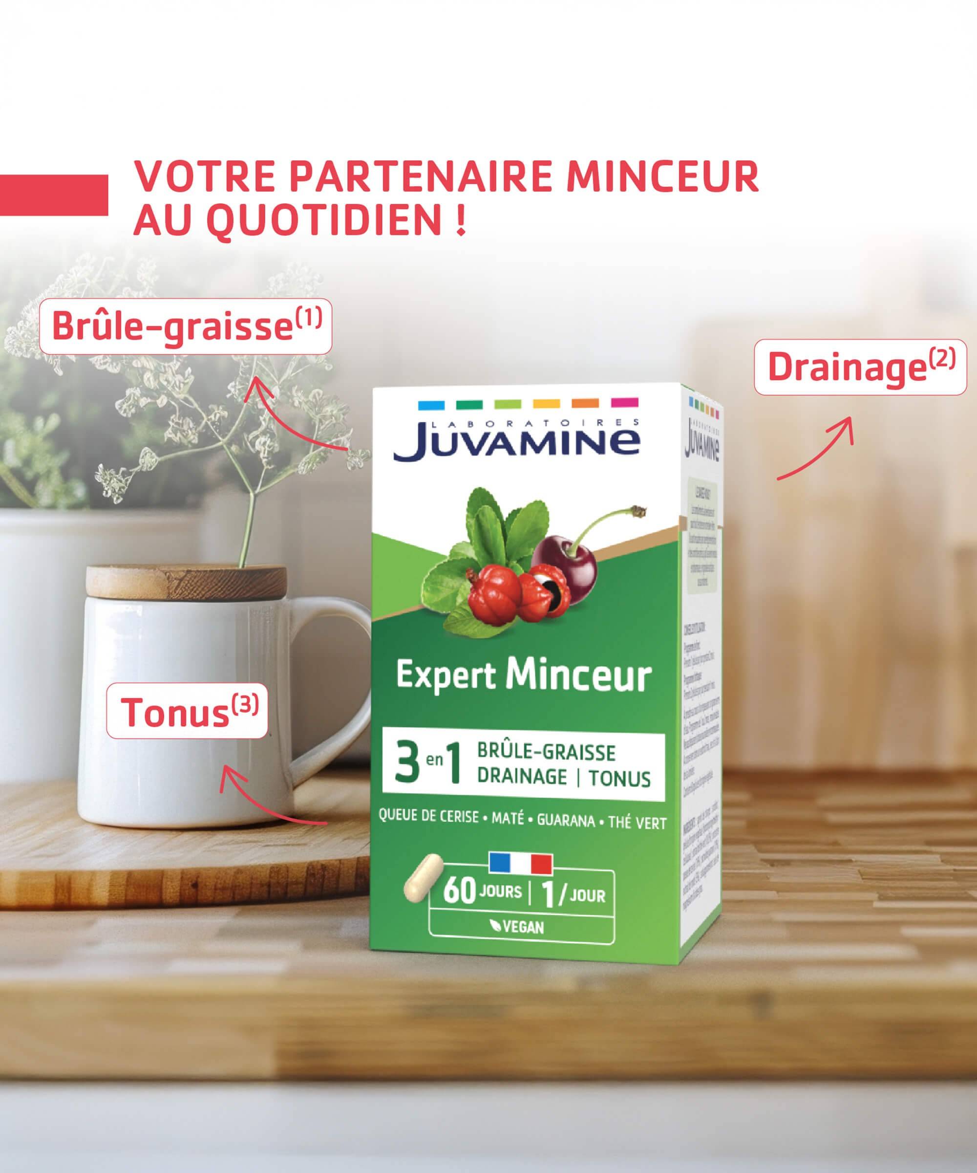 Expert Minceur 3-en-1 - 60 Gélules d'origine Végétale | Juvamine