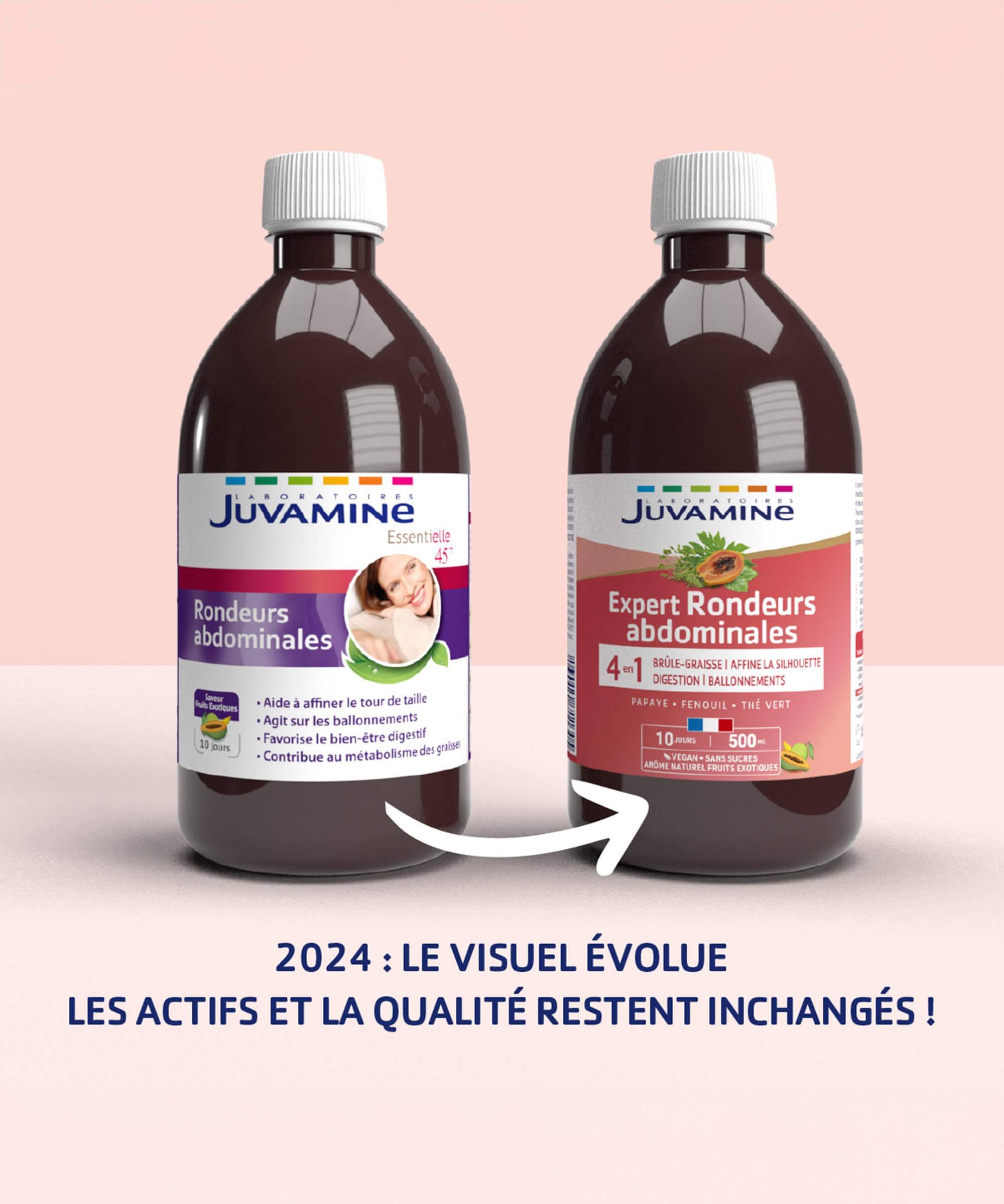 Expert Rondeurs Abdominales 4-en-1 - Brûle-Graisse 500 ml à diluer | Juvamine