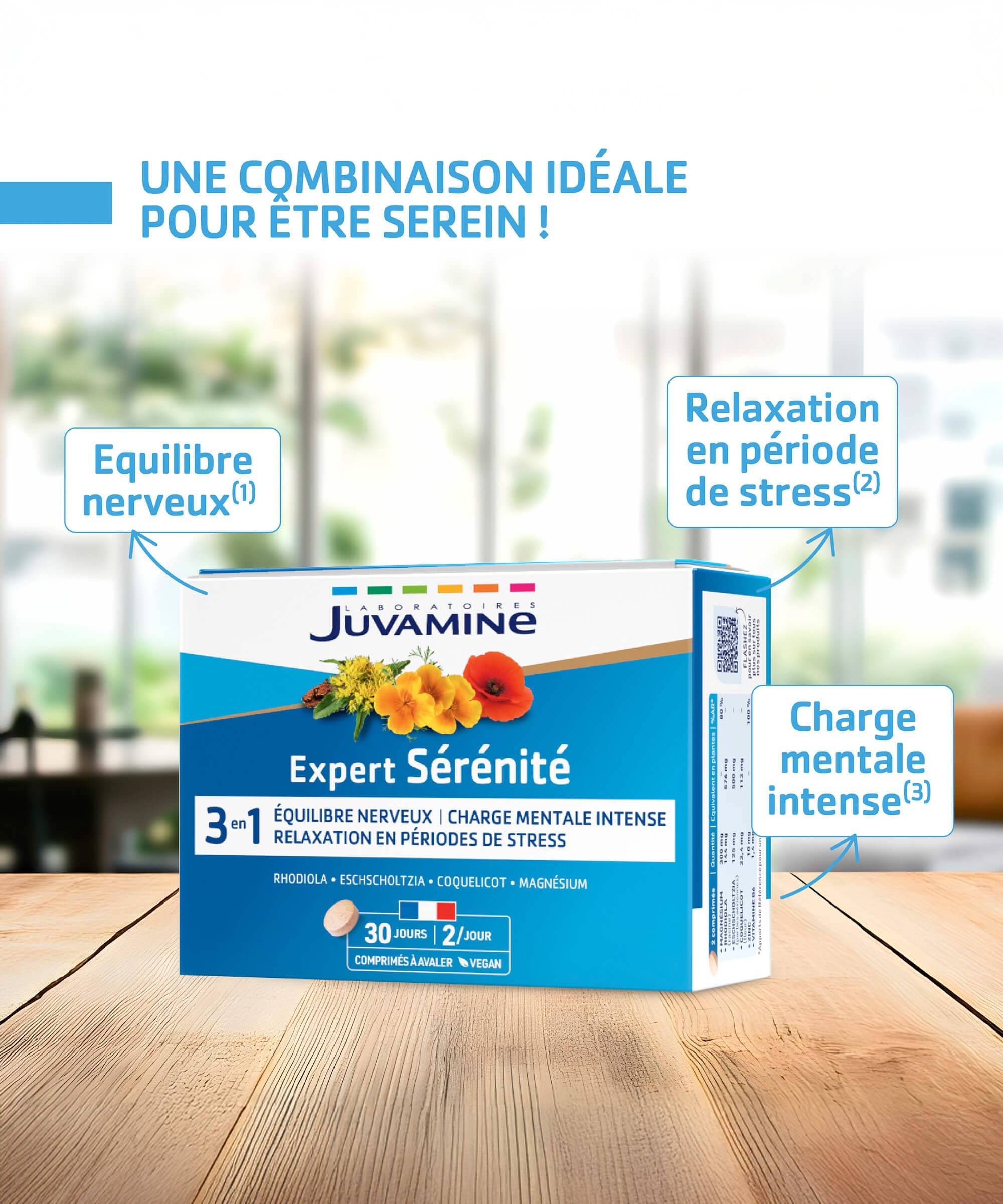 Expert Sérénité 3-en-1 - Équilibre 60 comprimés | Juvamine