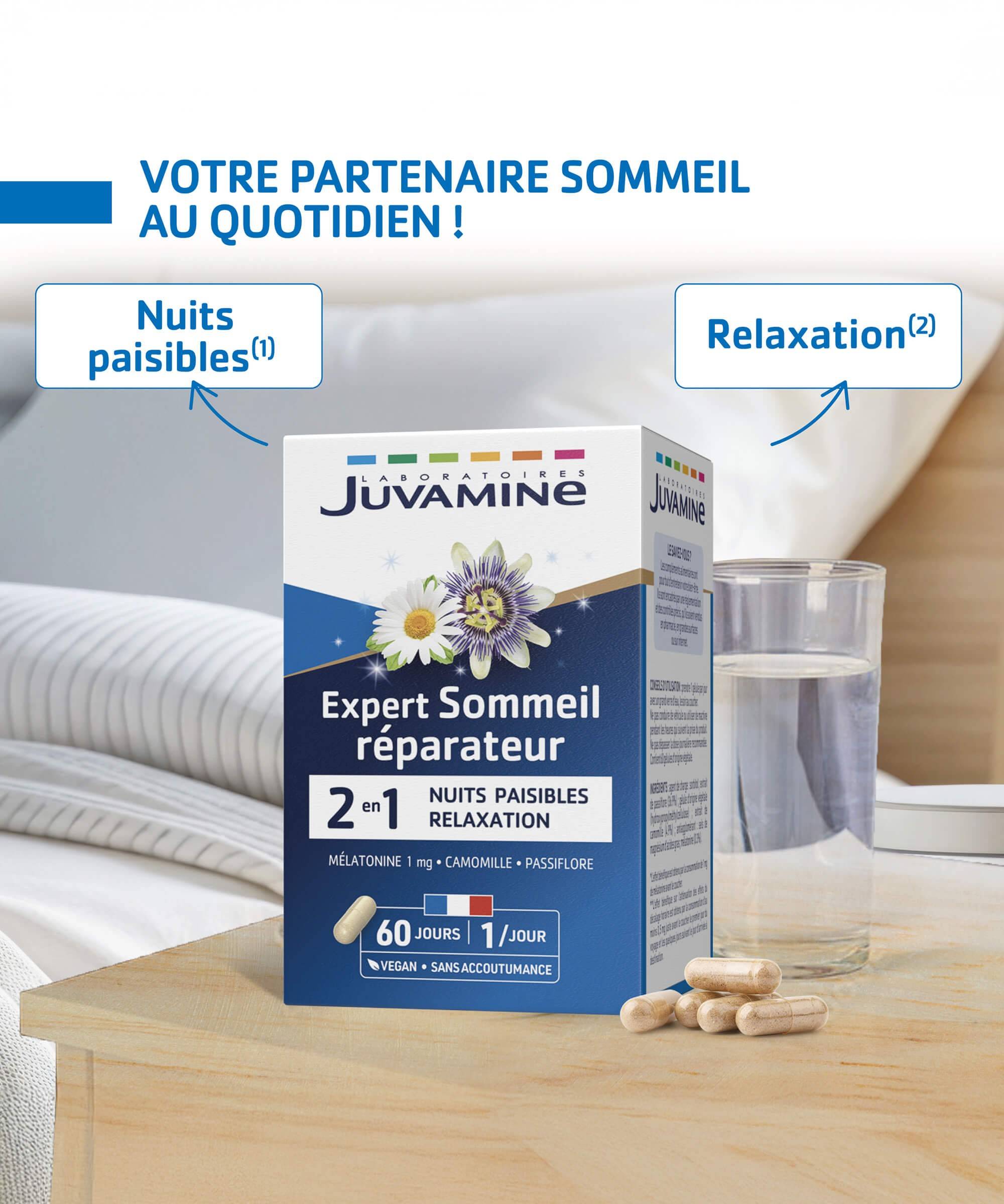 Expert Sommeil Réparateur 2-en-1 - Nuit Paisible 60 gélules | Juvamine