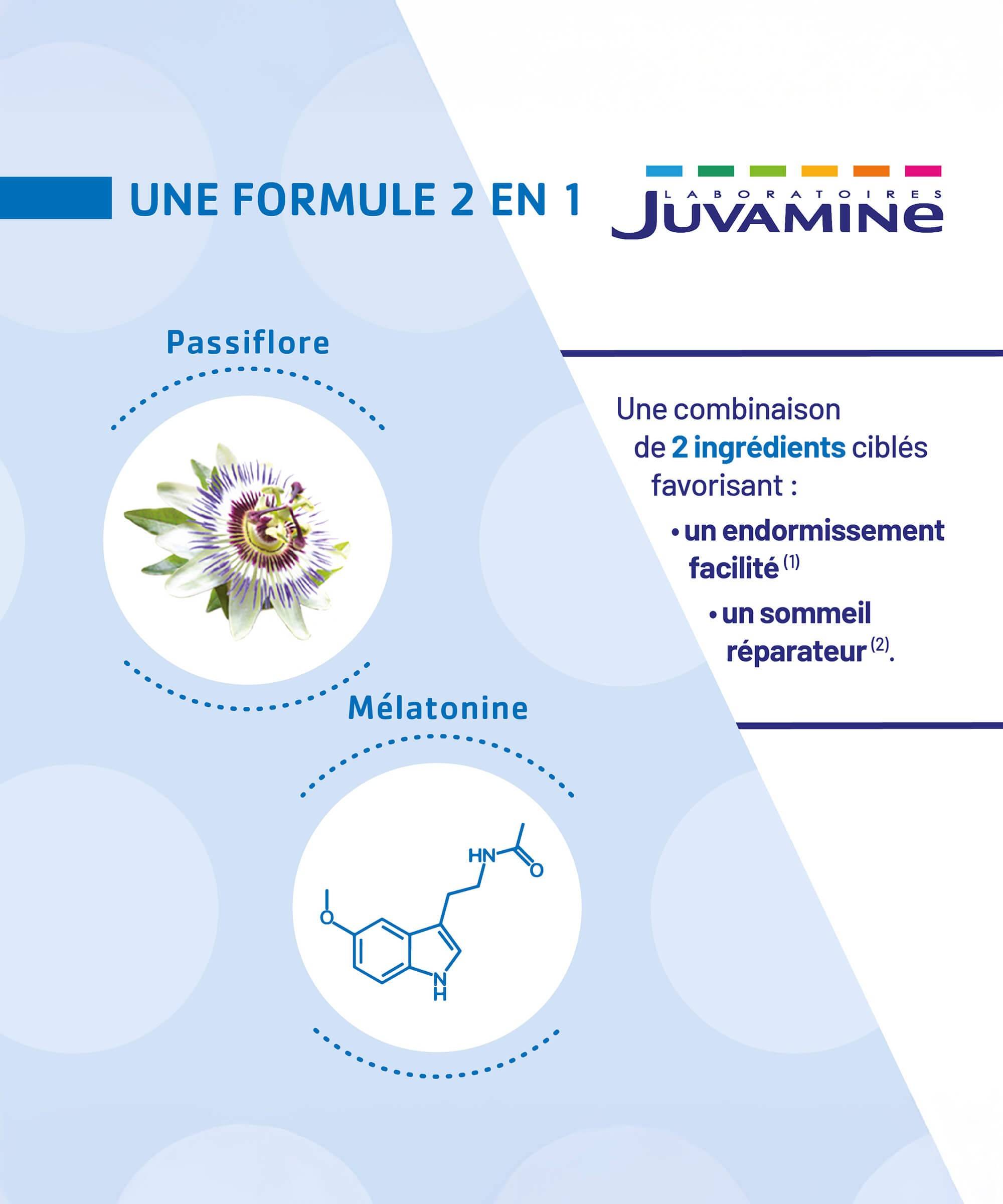 Mélatonine Passiflore - Sommeil 30 comprimés | Juvamine