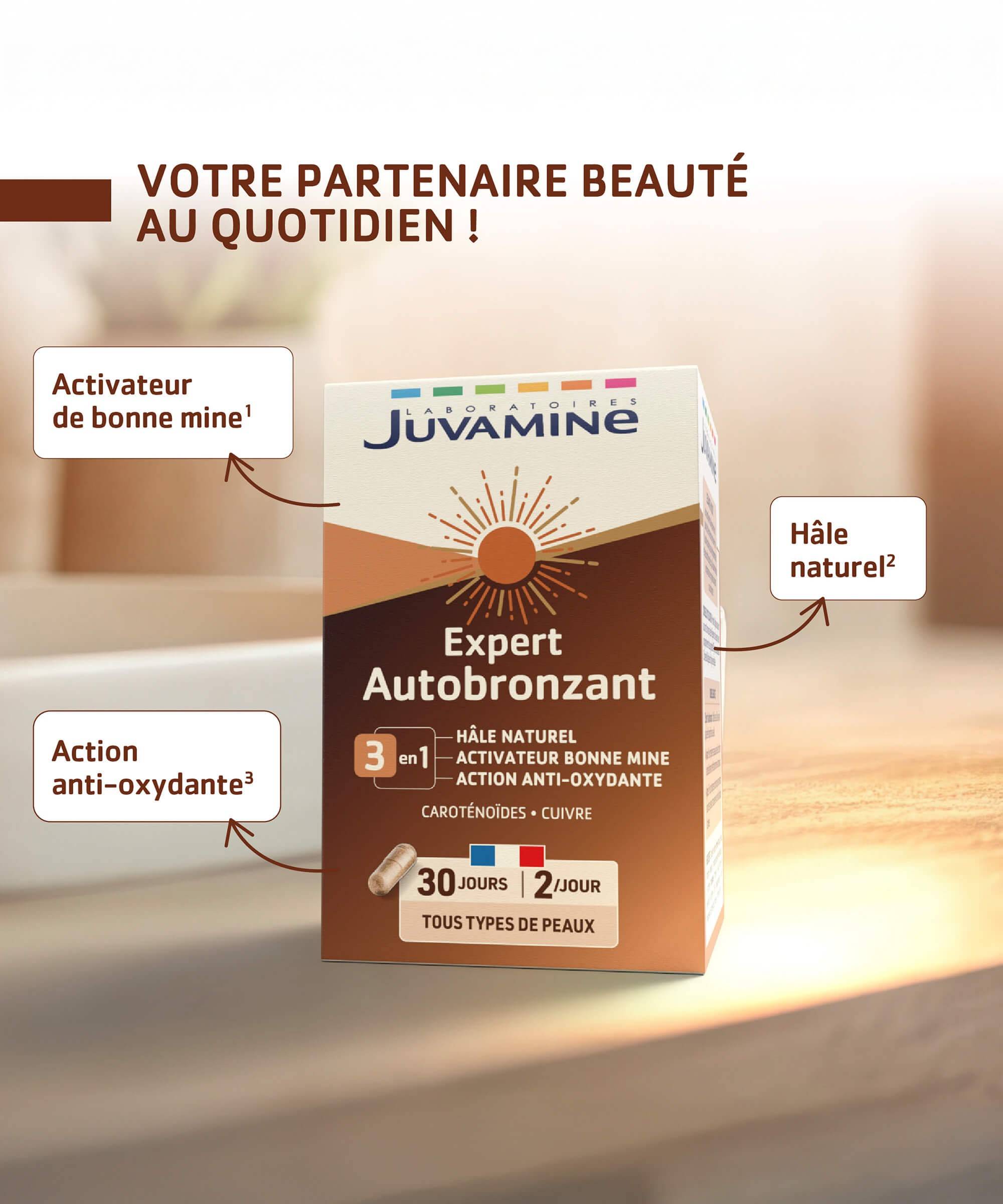 EXPERT AUTOBRONZANT -  Hâle naturel - activateur bonne mine - action antioxydante - 60 gélules | Juvamine