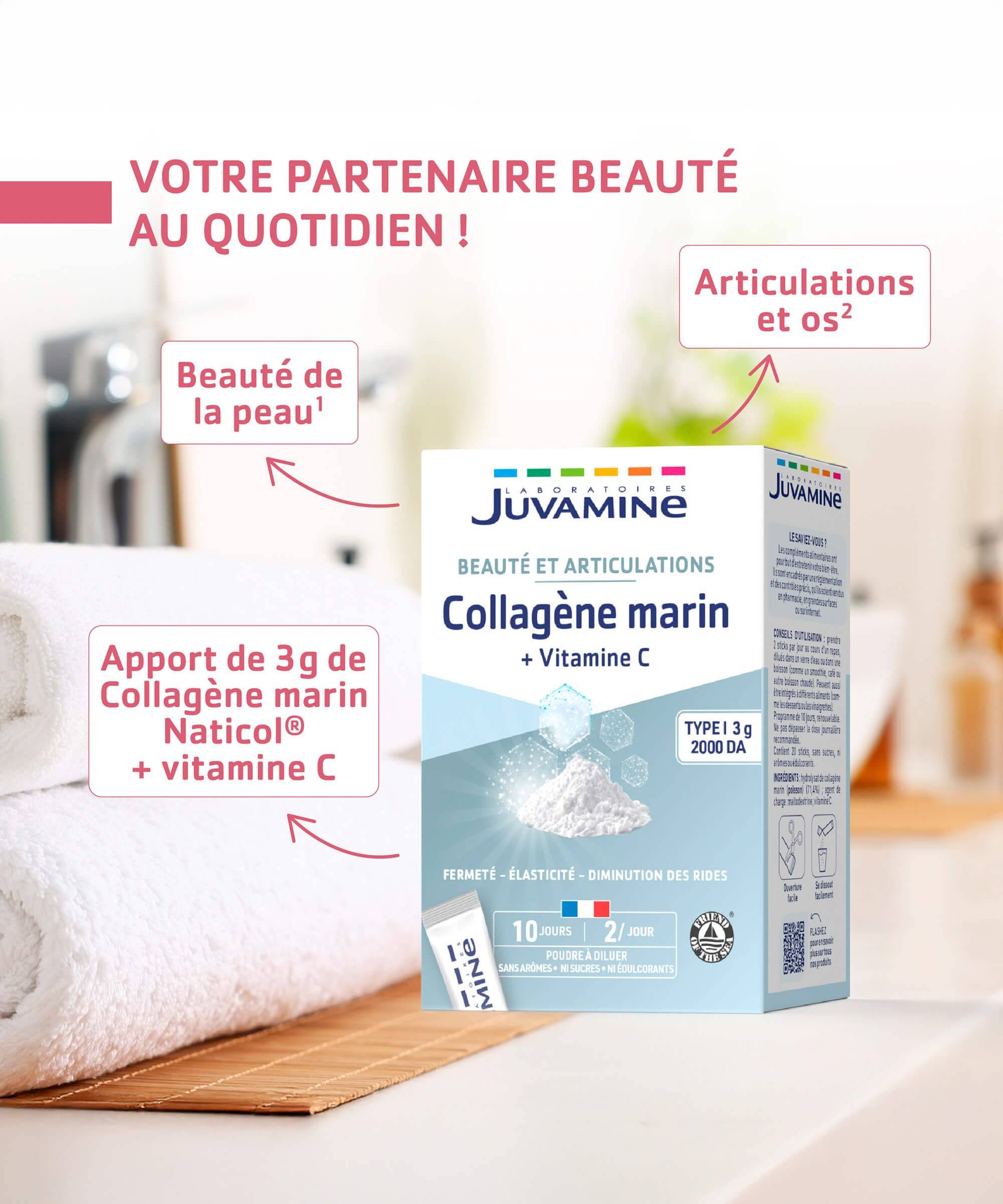 Collagène Marin 3000 mg - Beauté 20 sticks à diluer | Juvamine