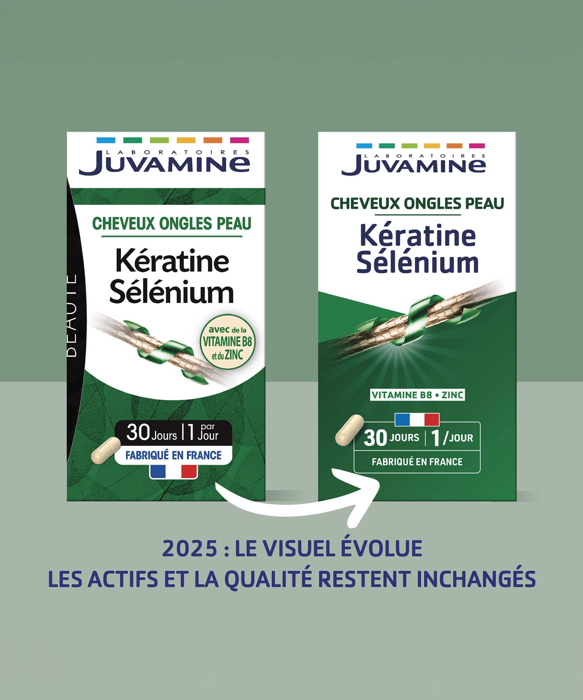 Kératine Sélénium - Beauté des Cheveux 30 gélules d'origine végétale | Juvamine