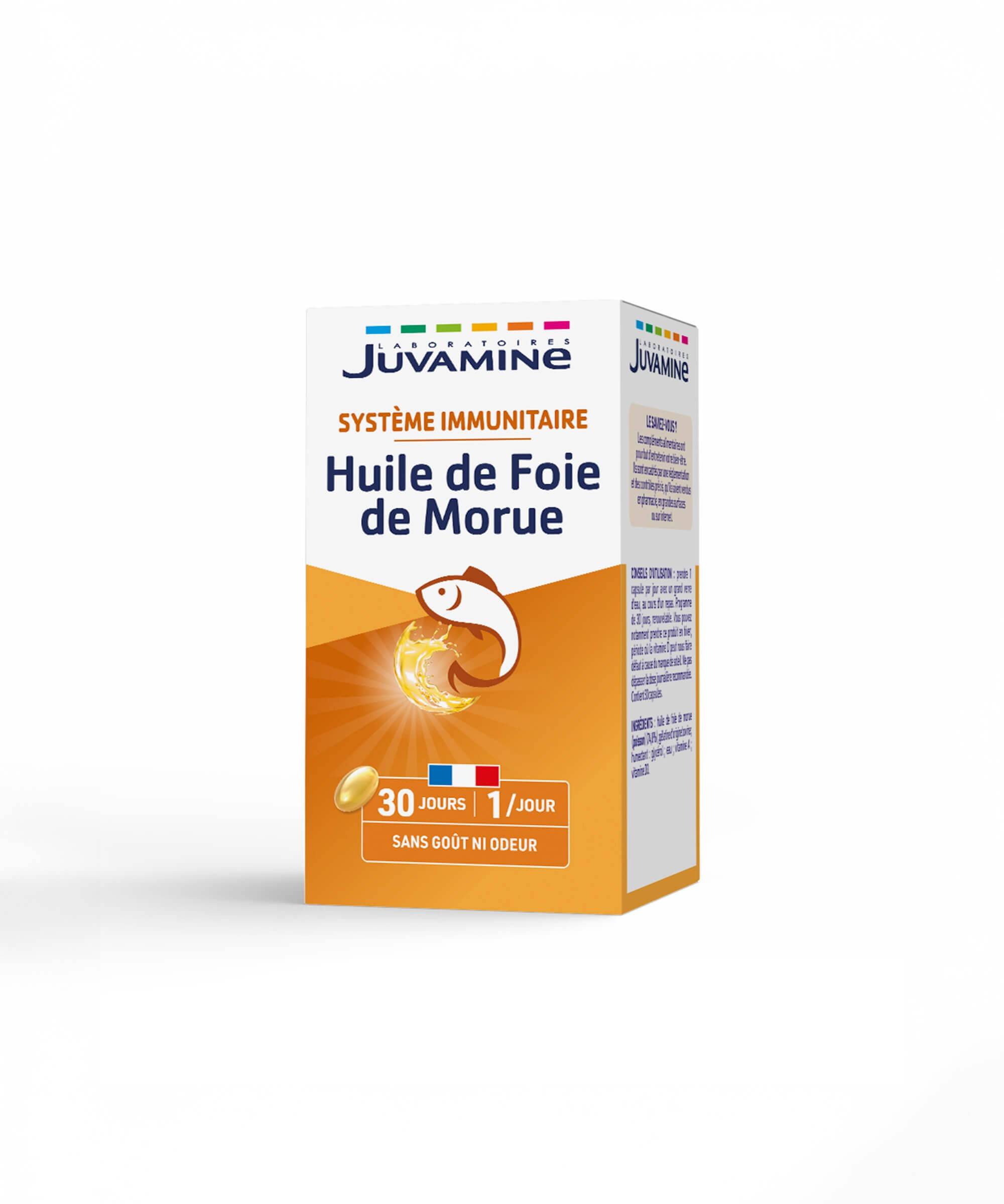 Huile de Foie de Morue - Défenses Immunitaires 30 capsules | Juvamine