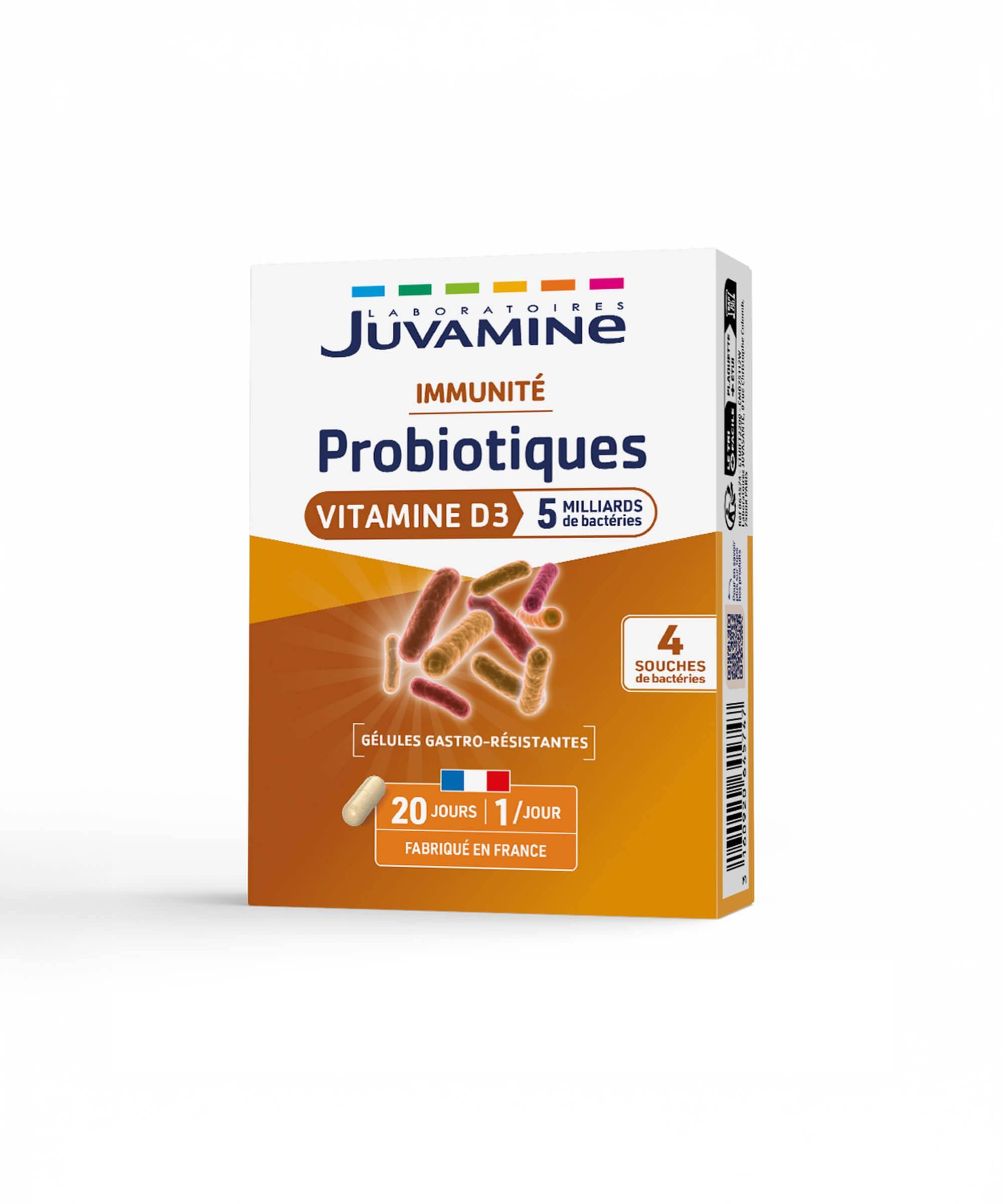 Probiotiques Vitamine D - Immunité 20 gélules gastro-résistantes | Juvamine
