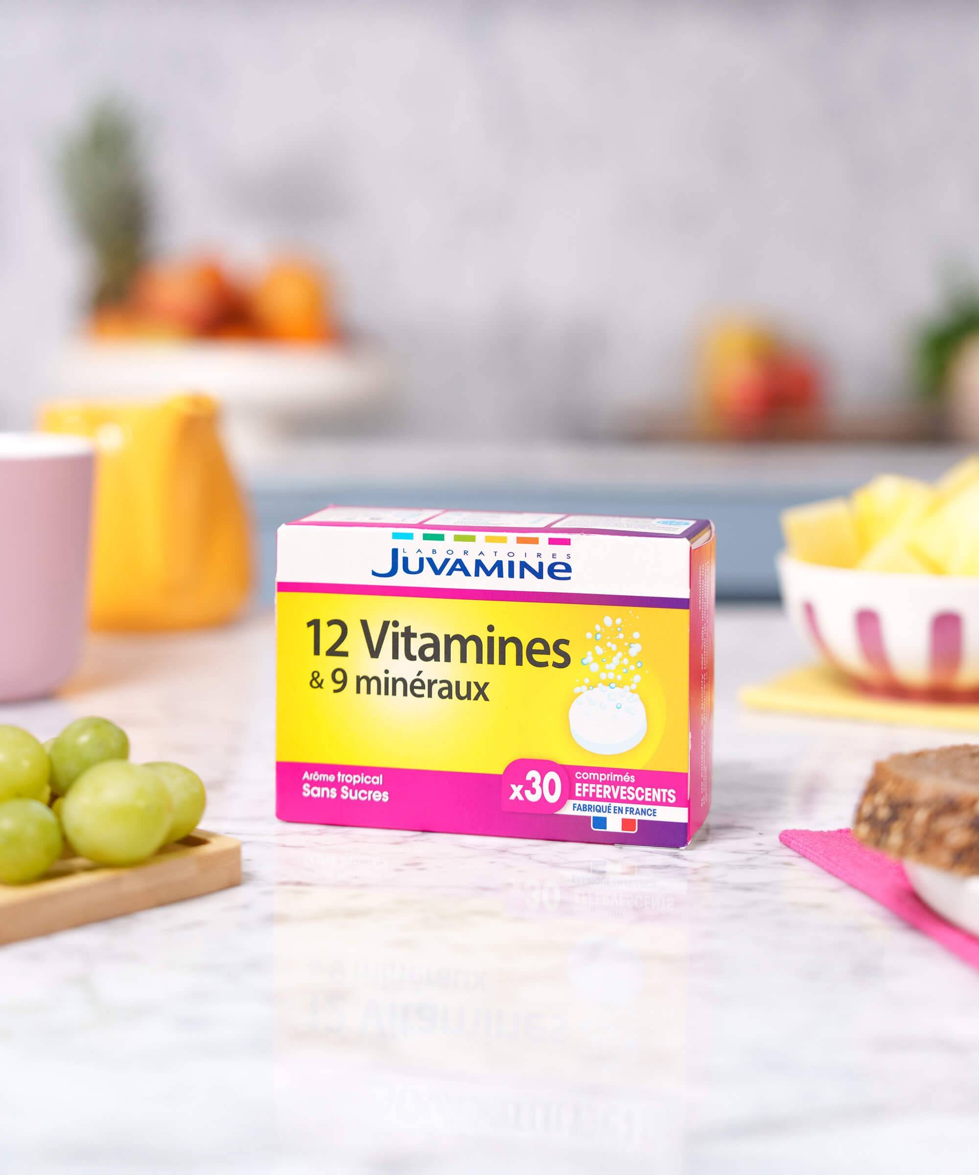 12 Vitamines + 9 Minéraux - Énergie Effervescents 30 | Juvamine