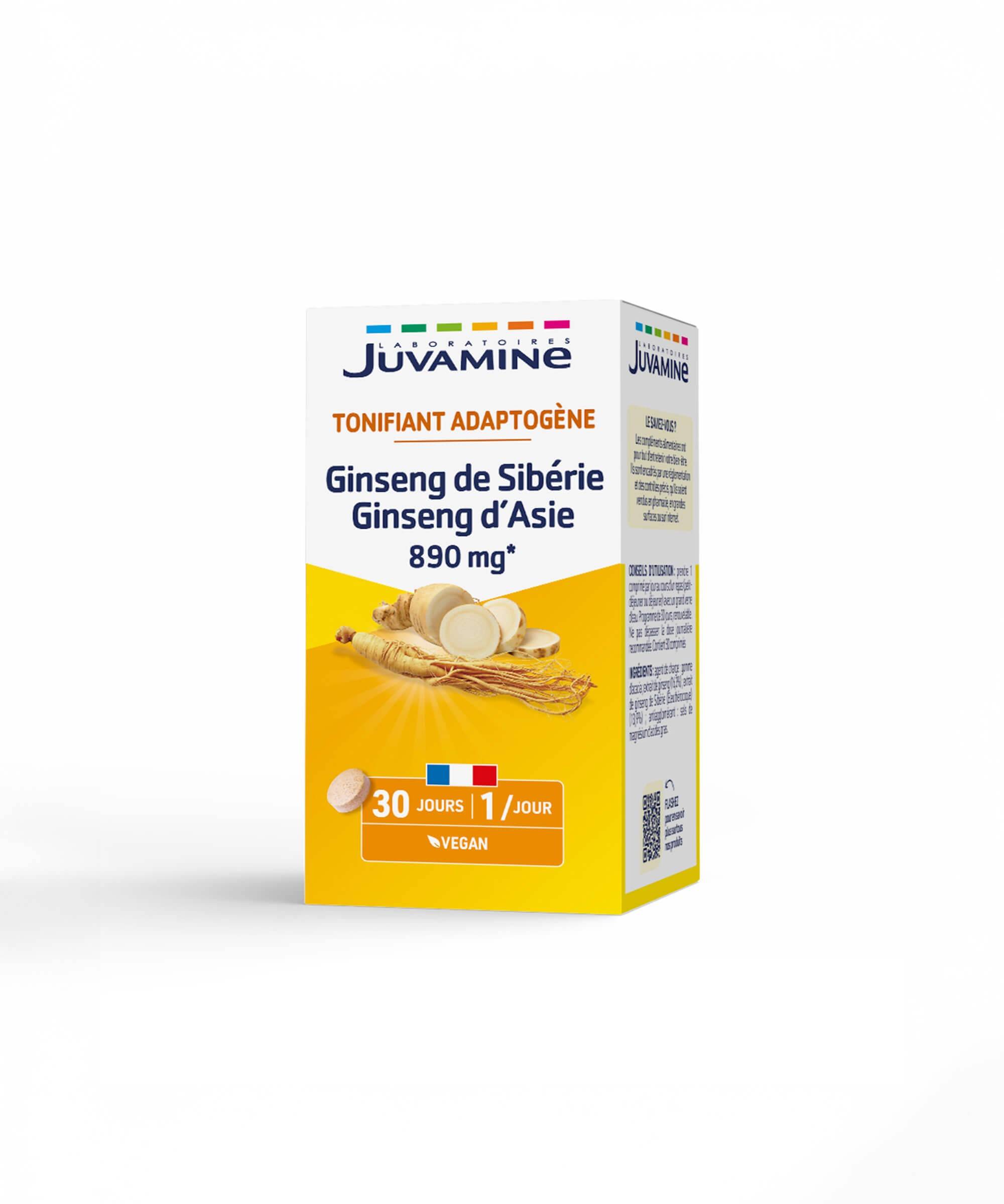 Ginseng de Sibérie & Asie - Tonifiant 30 comprimés | Juvamine