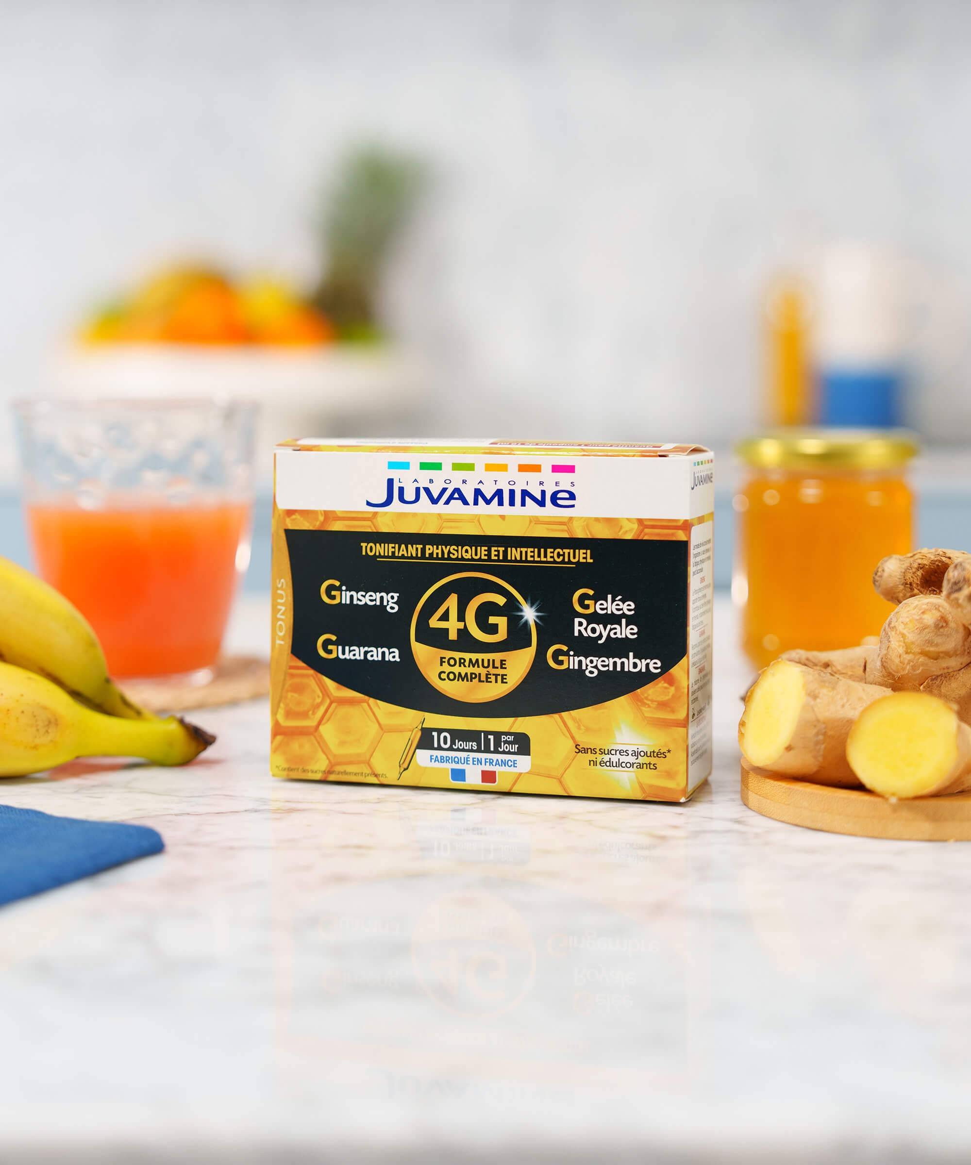 Ginseng Gelée Royale Guarana Gingembre - Tonifiant 10 ampoules | Juvamine