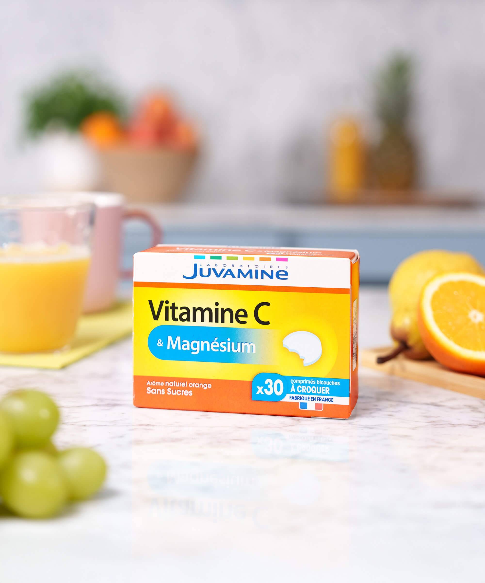 Vitamine C & Magnésium - Réduit la fatigue, 30 comprimés | Juvamine