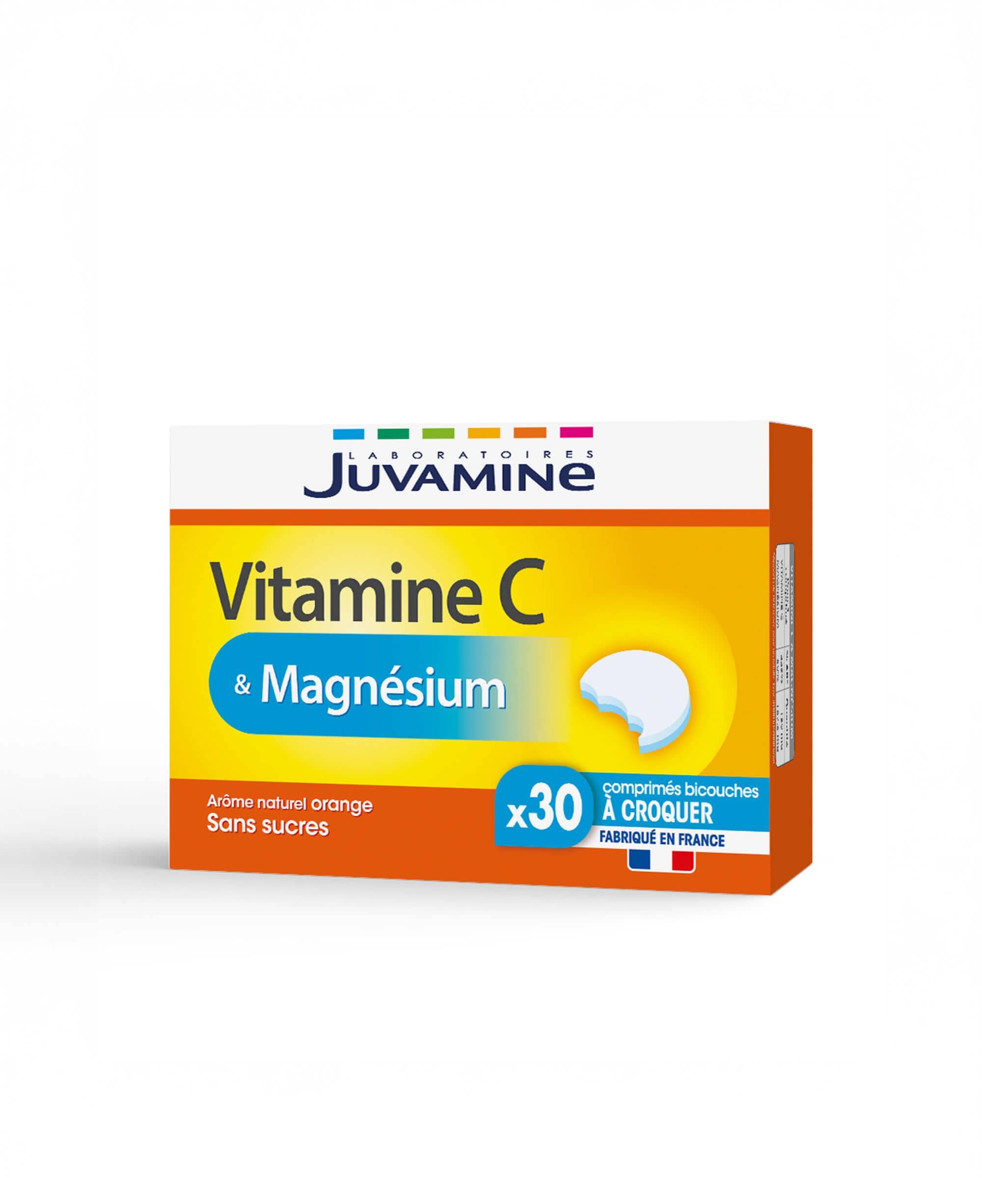 Vitamine C & Magnésium - Réduit la fatigue, 30 comprimés | Juvamine