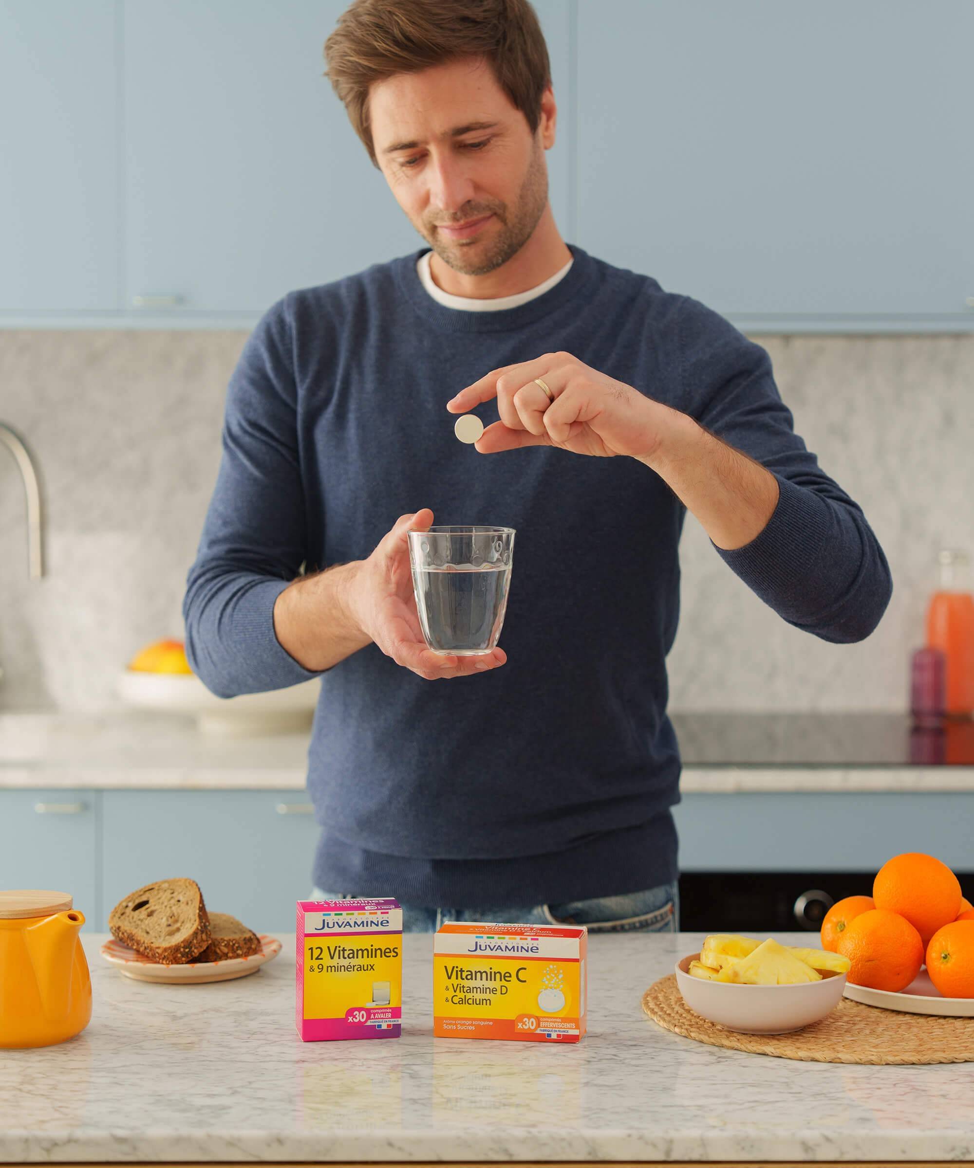 Vitamine C + D + Calcium - Immunité et Ossature, 30 comprimés | Juvamine