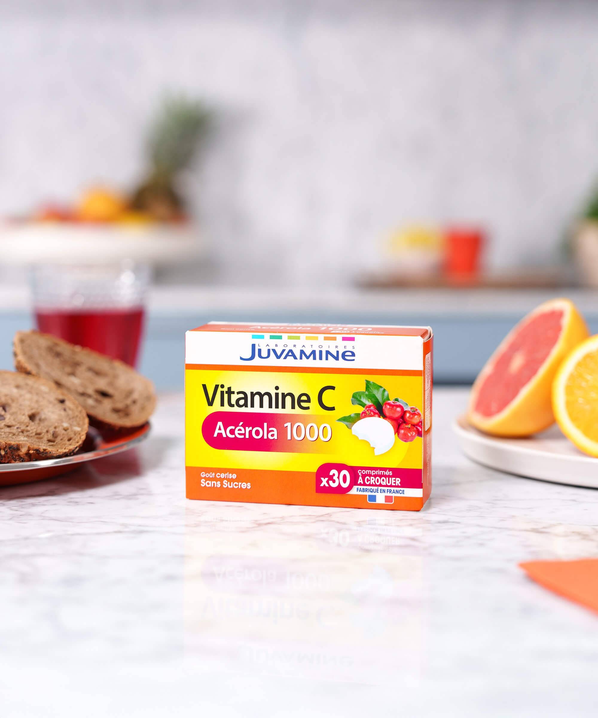Vitamine C Acérola 1000 - Énergie naturelle, 30 comprimés | Juvamine