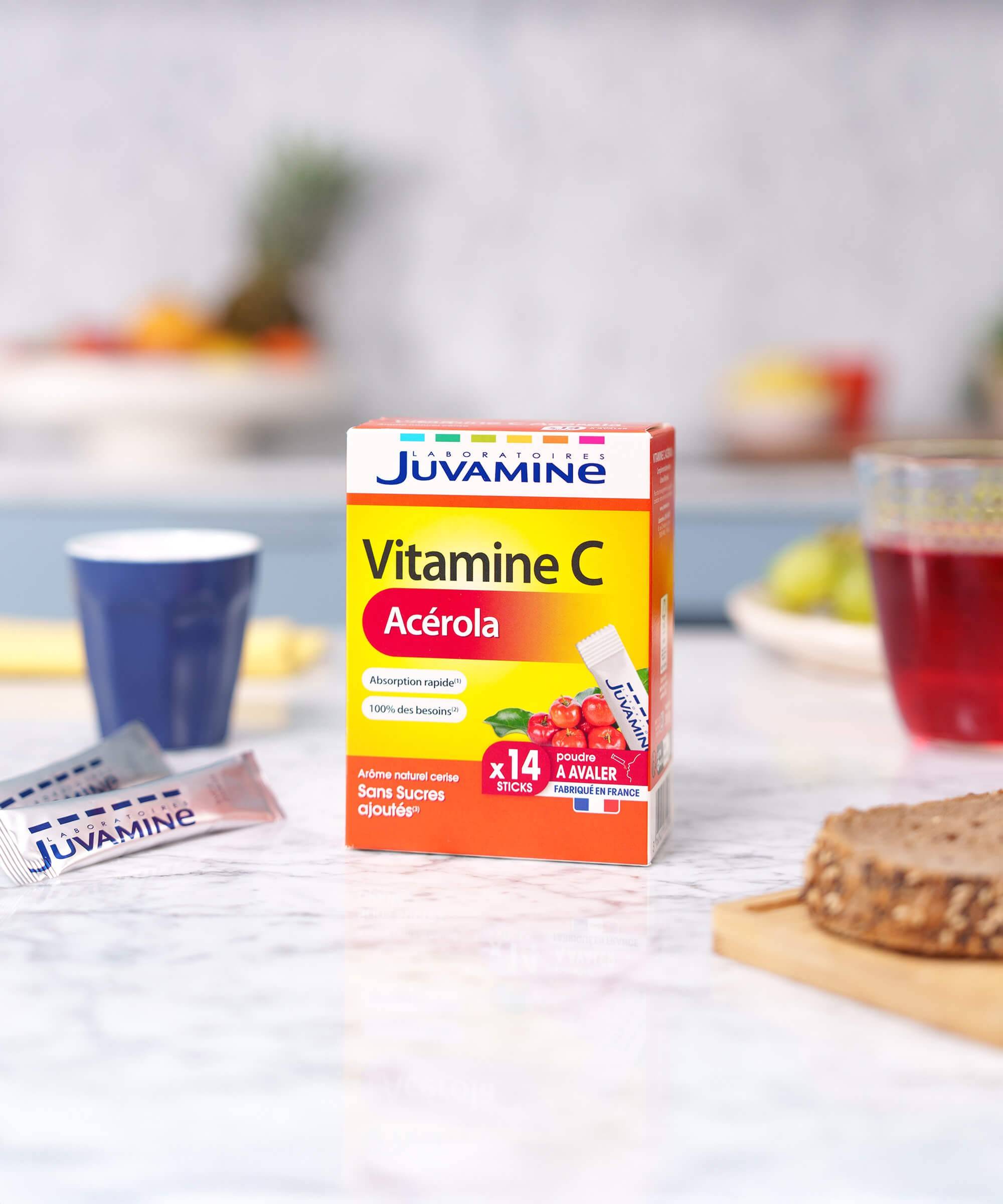 Vitamine C Acérola - 14 sticks orodispersibles pour l’énergie | Juvamine