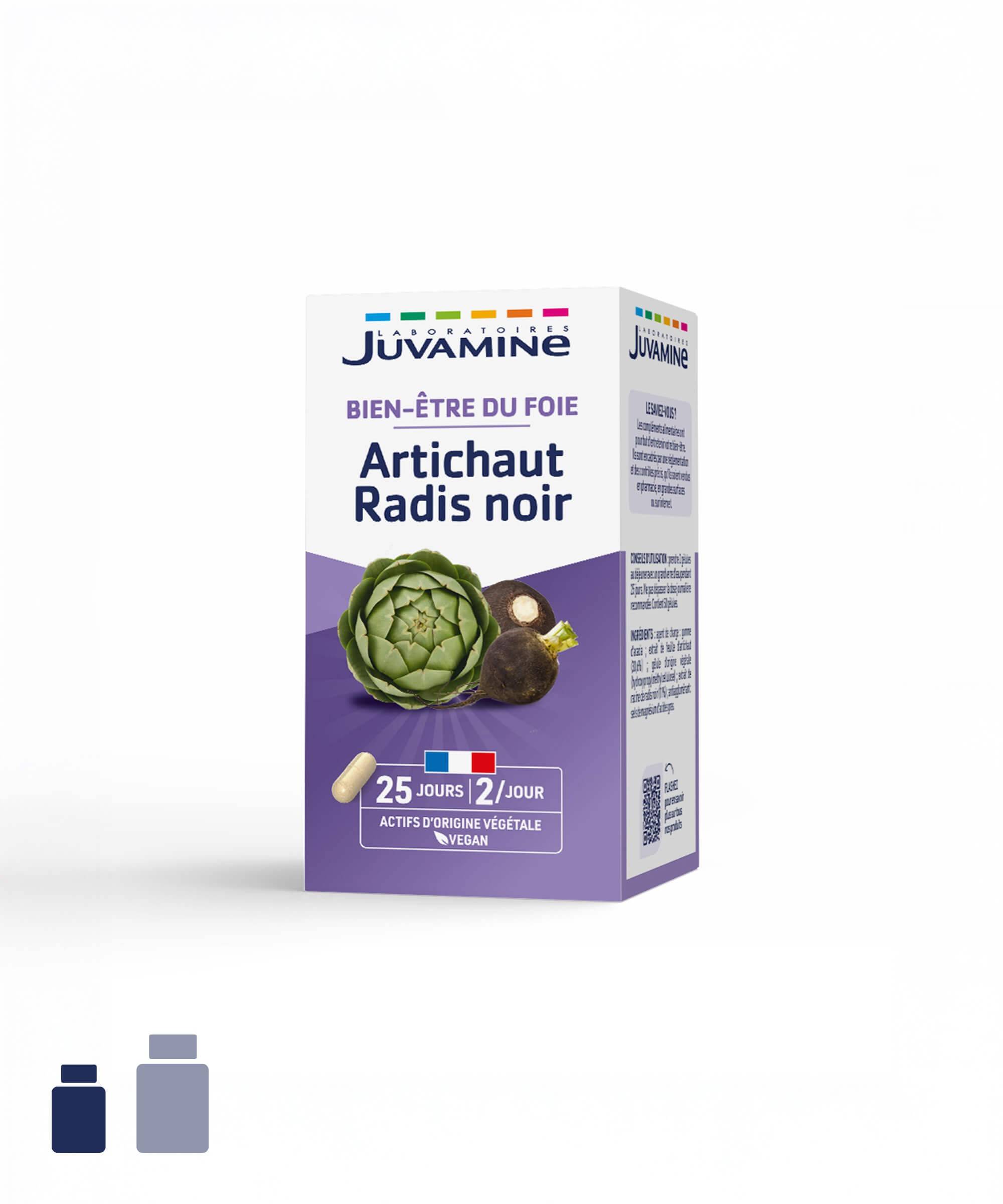 Artichaut Radis Noir - Bien-être du Foie - Gélules d'origine végétale | Juvamine