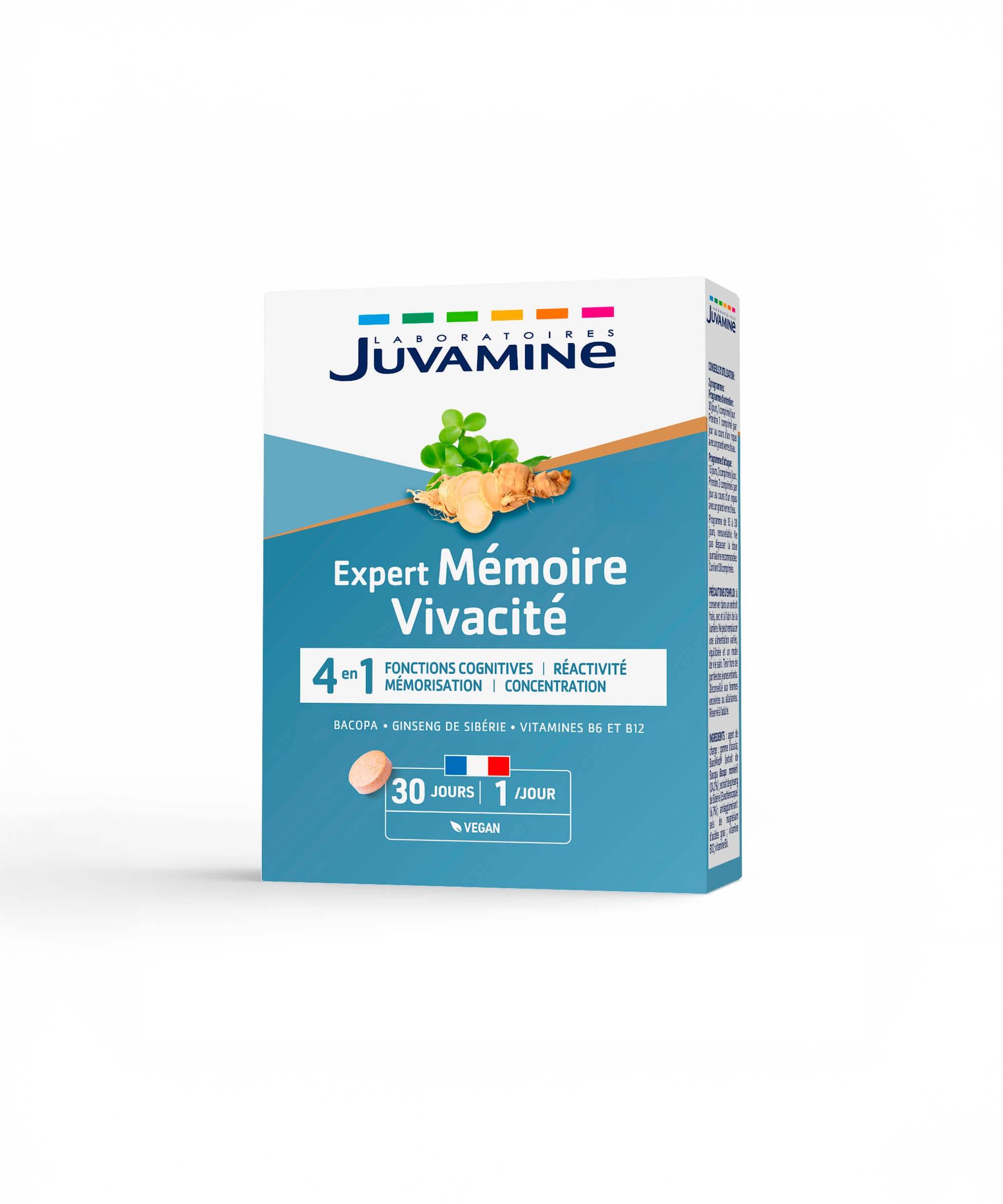 Expert Mémoire Vivacité 4-en-1 - Cognition 30 comprimés | Juvamine