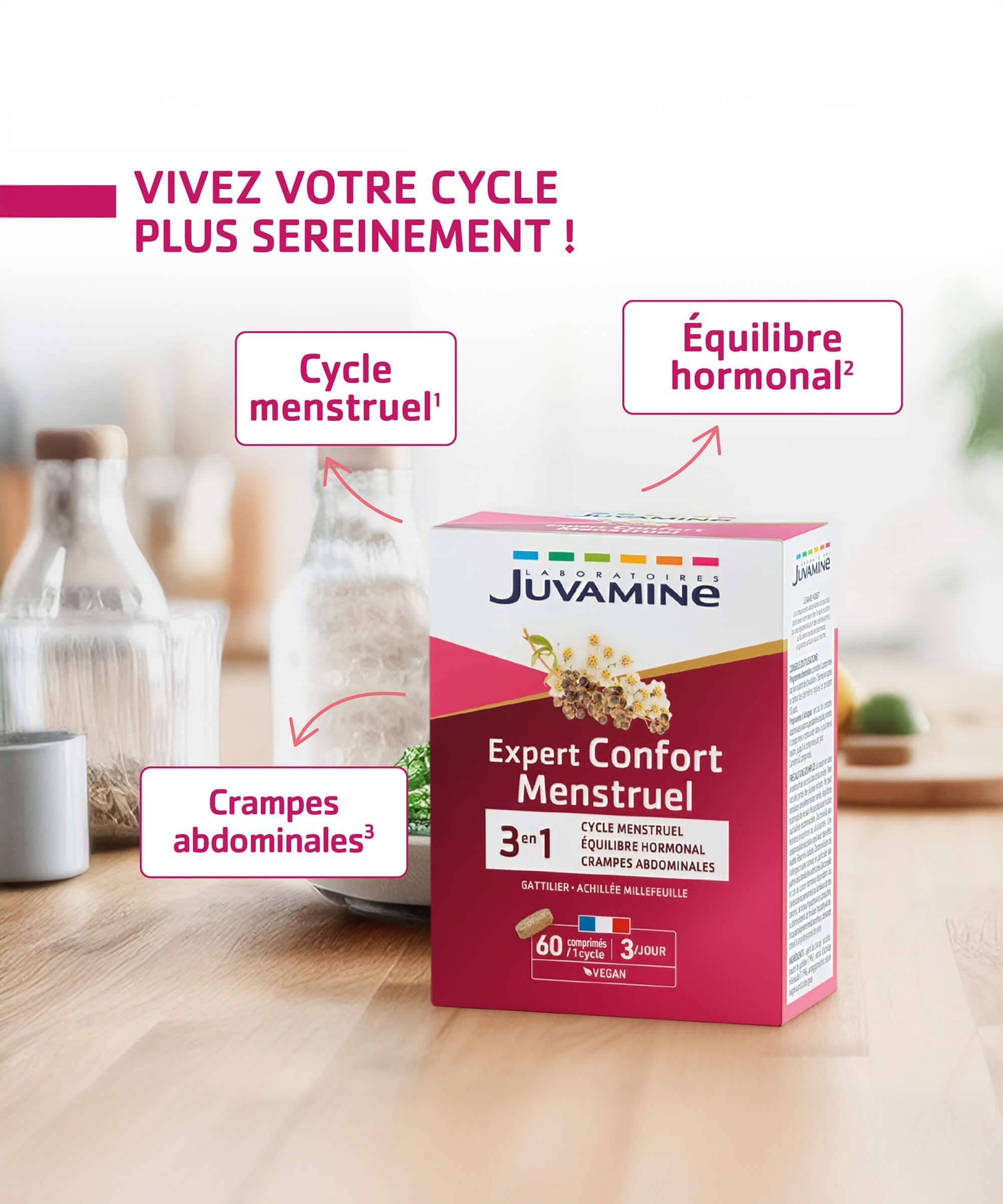 Expert Confort Menstruel 3-en-1 - 60 comprimés | Juvamine