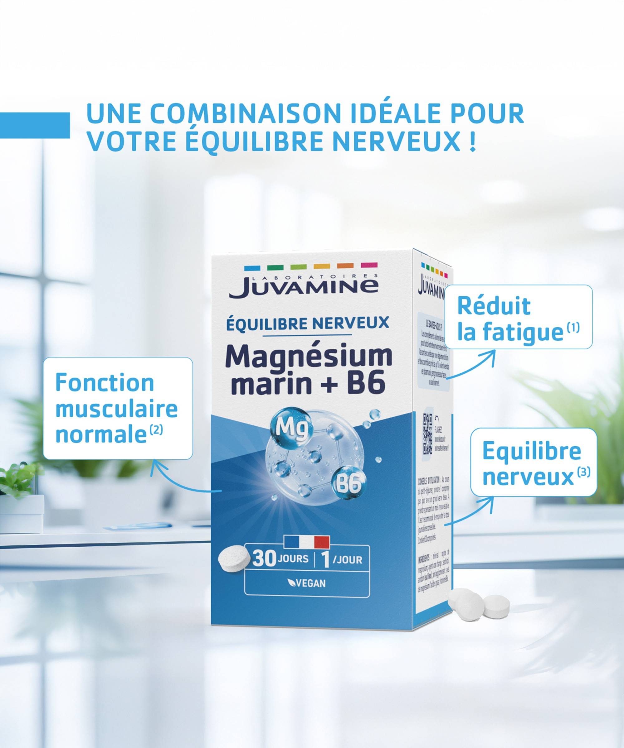 Magnésium Marin + Vitamine B6 - Équilibre - Comprimés | Juvamine