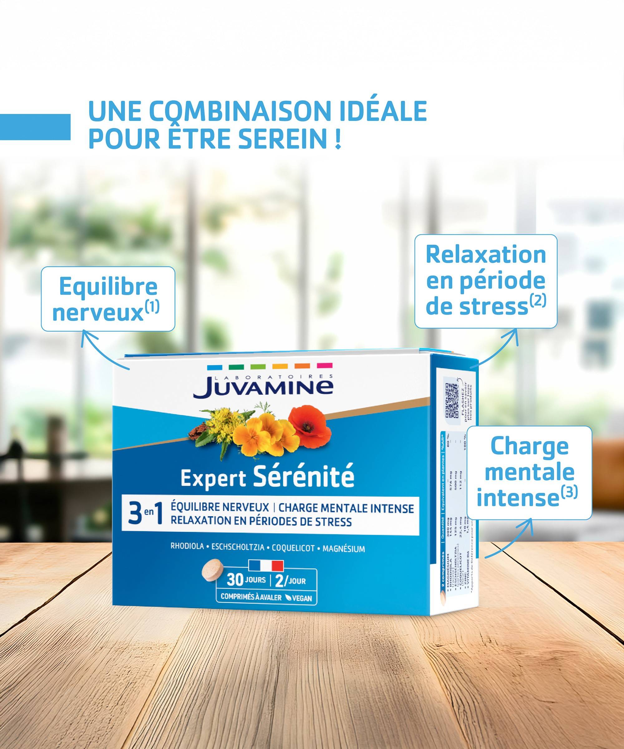 Expert Sérénité 3-en-1 - Équilibre 60 comprimés | Juvamine