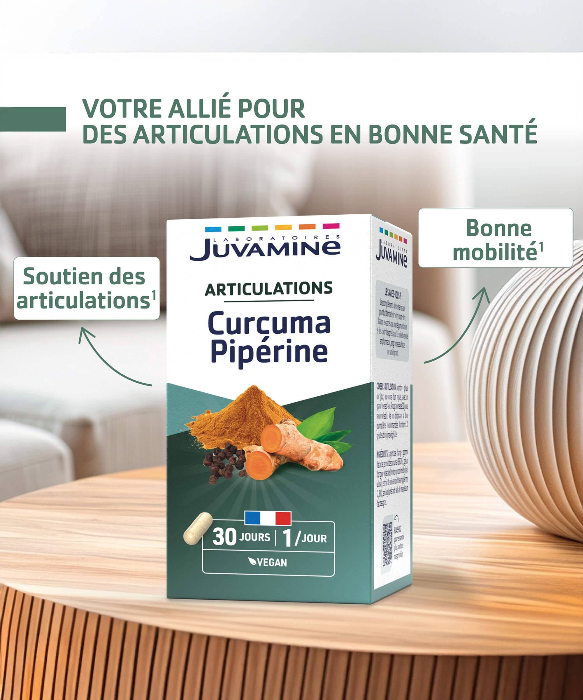 Curcuma Pipérine - Articulations 30 gélules | Juvamine