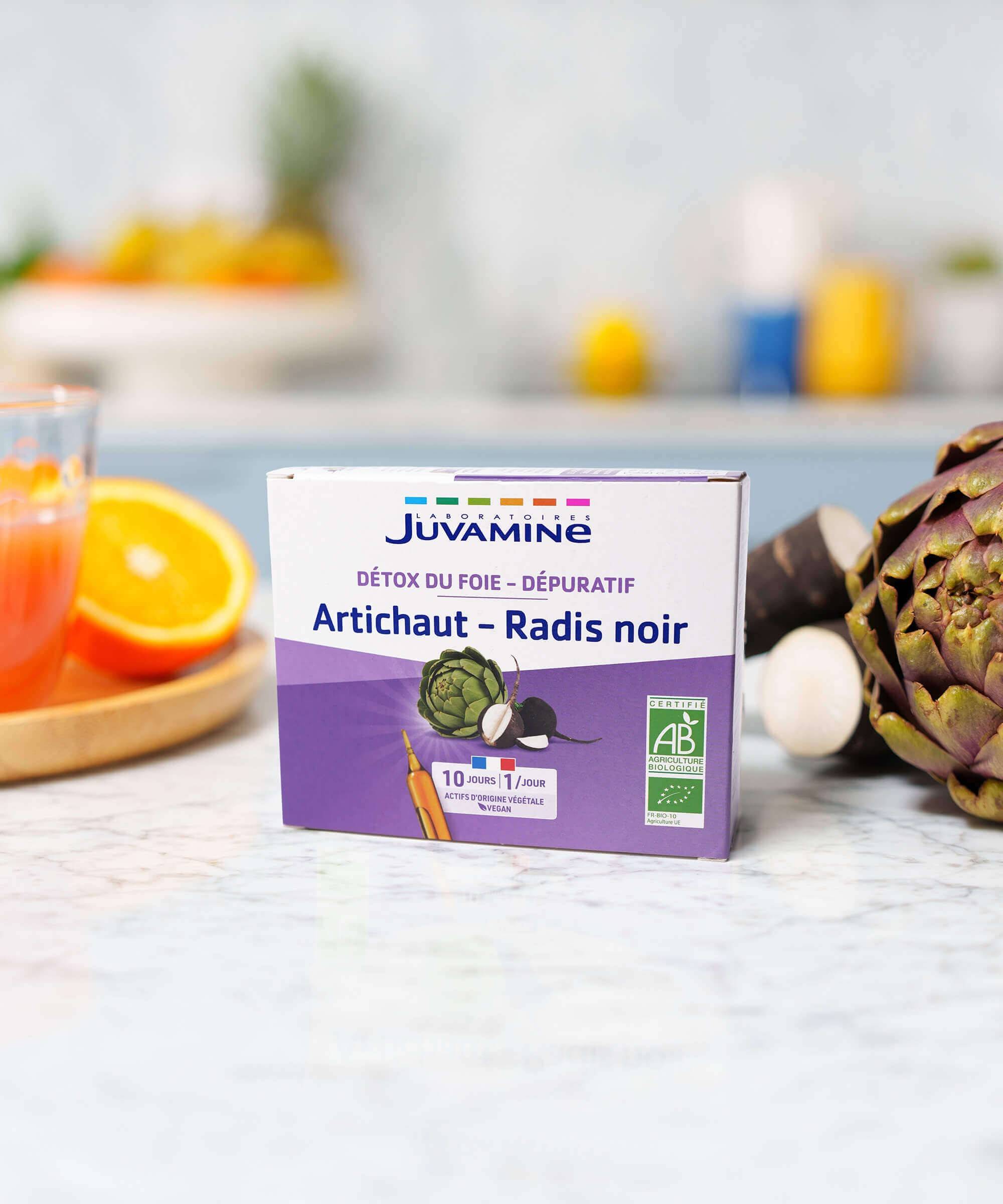 Artichaut Radis Noir - Détox du Foie 10 ampoules x 10 ml | Juvamine