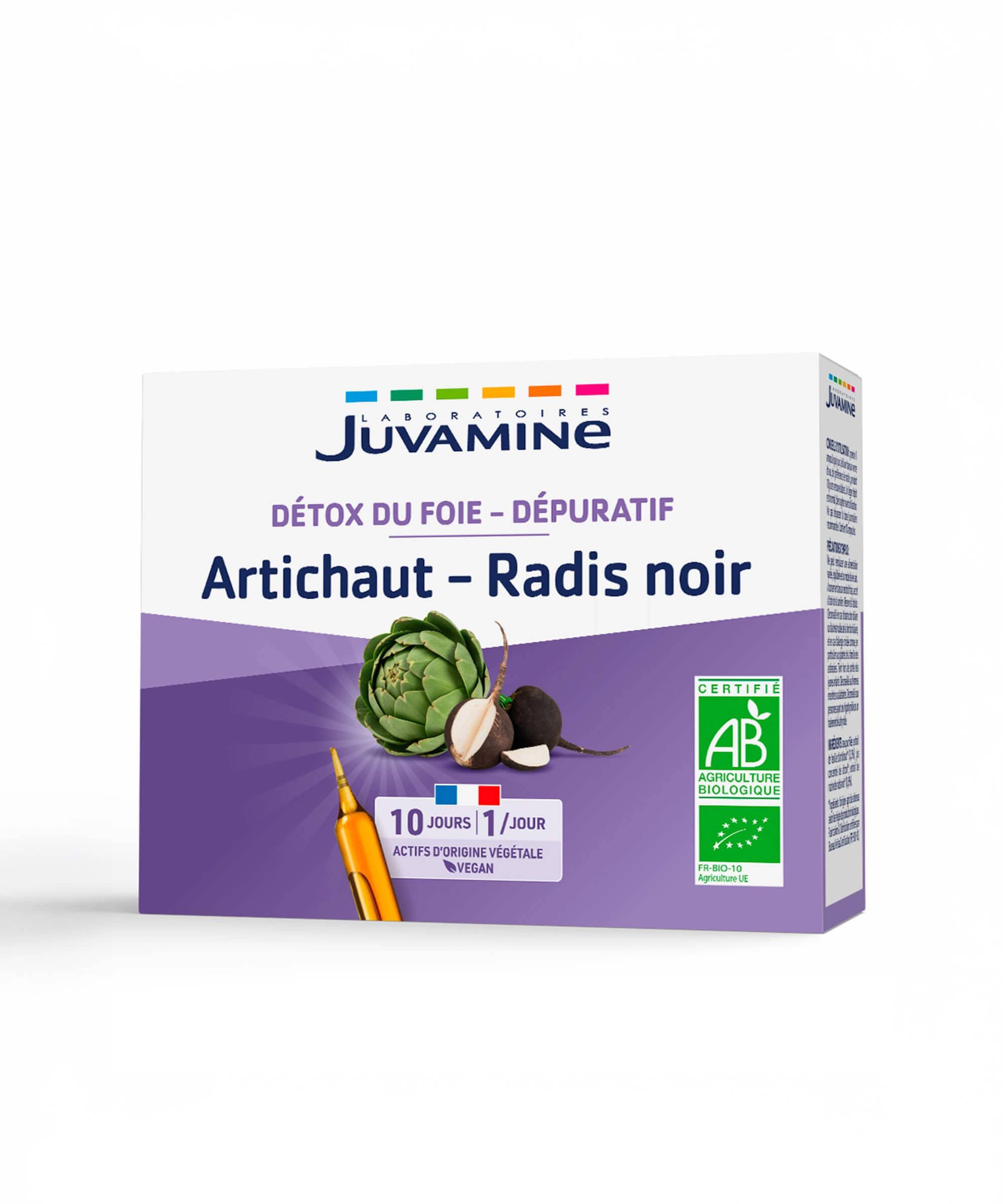 Artichaut Radis Noir - Détox du Foie 10 ampoules x 10 ml | Juvamine