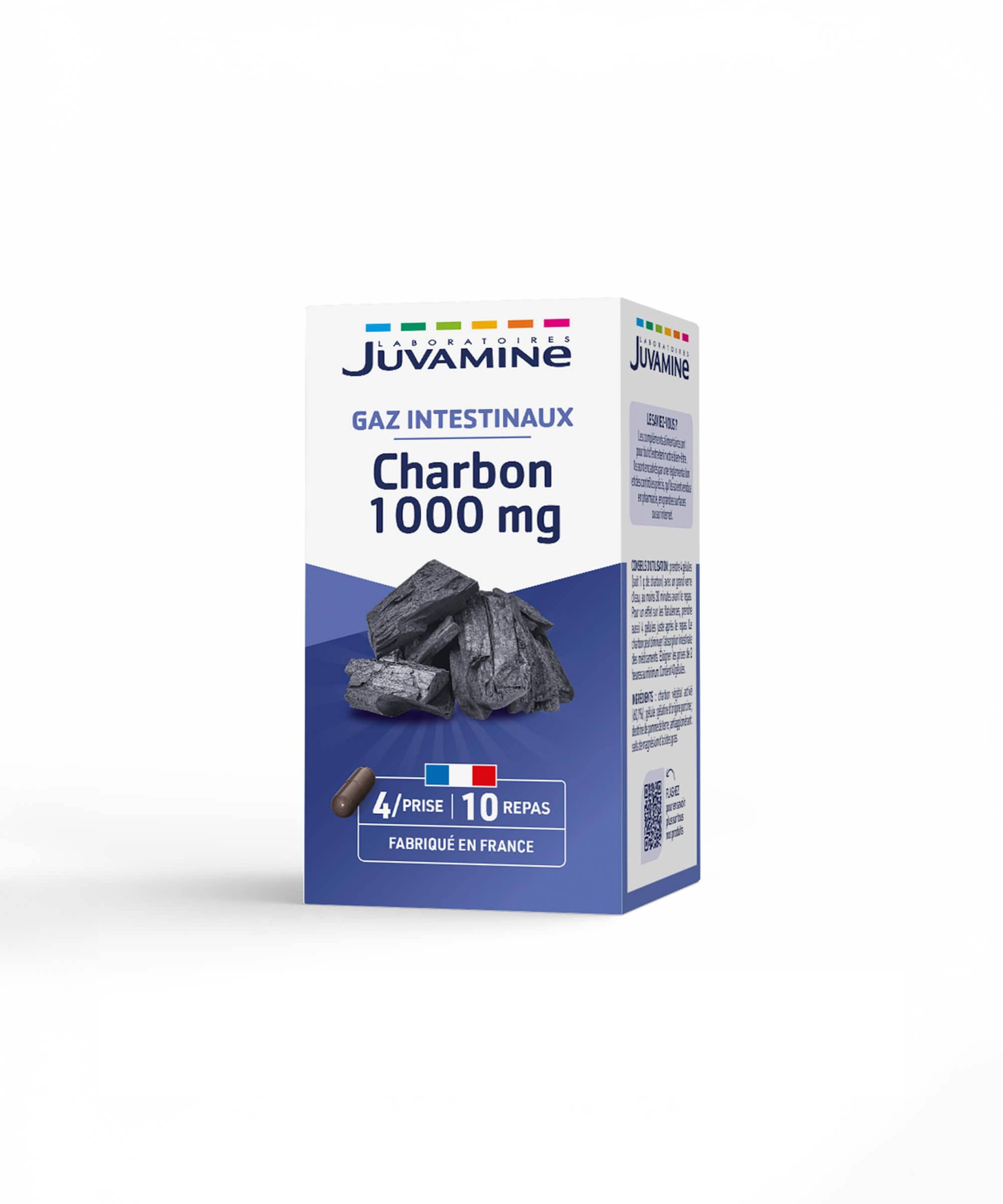 Charbon 1000 mg - Gaz Intestinaux - Gélules | Juvamine