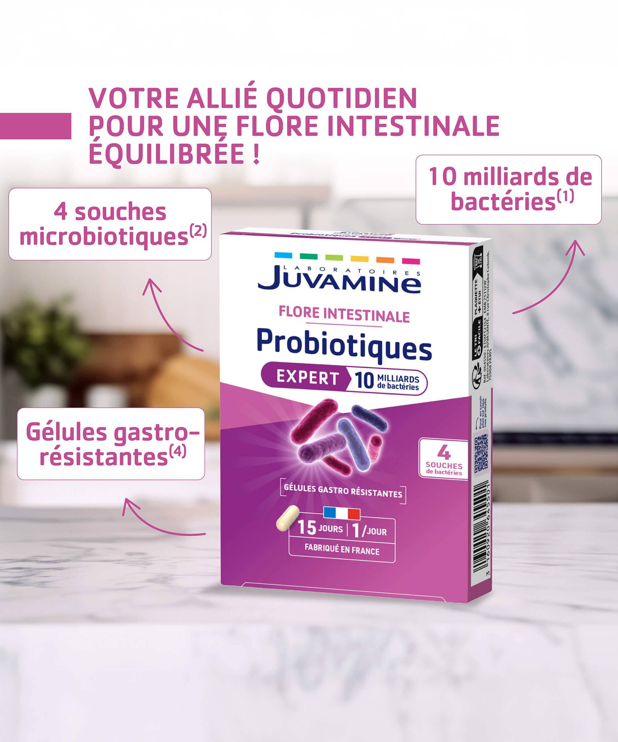 Probiotiques Expert - Flore Intestinale 15 gélules Gastro-Résistantes | Juvamine