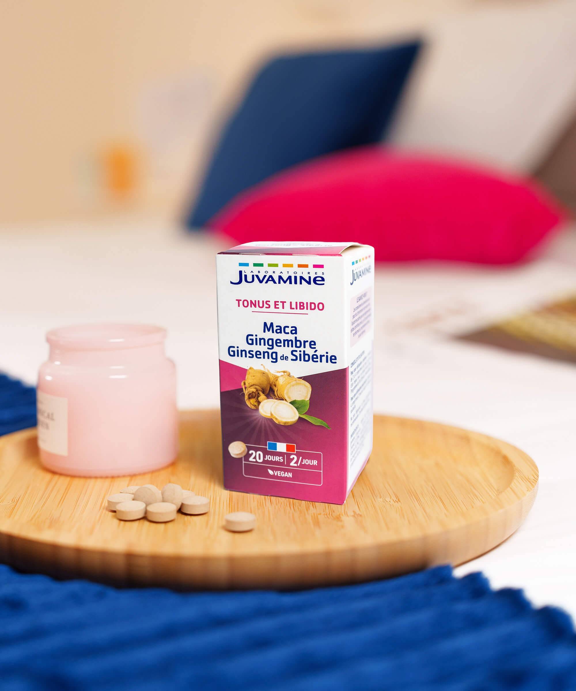 Maca Gingembre Ginseng de Sibérie - Tonus et libido - 40 comprimés | Juvamine